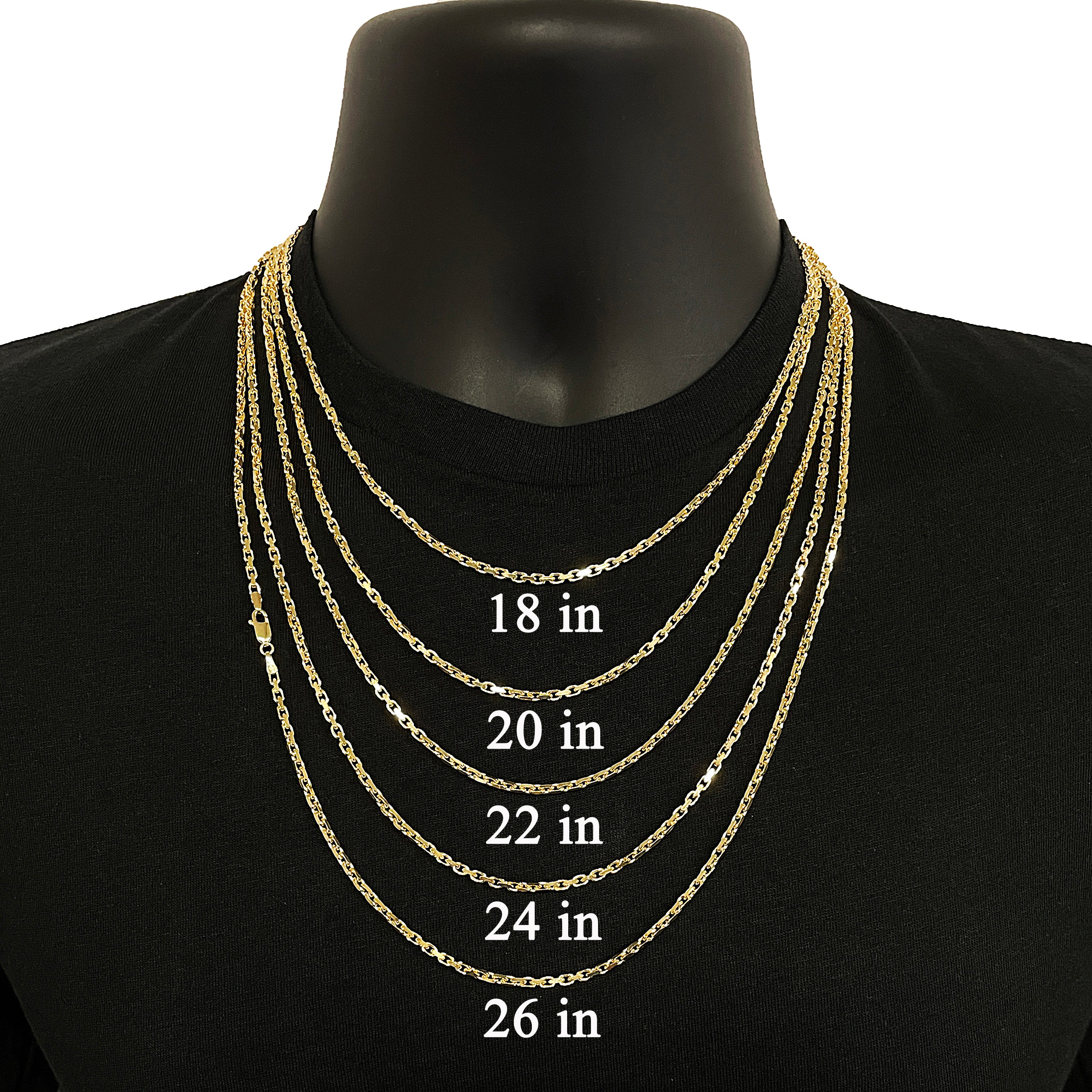 Italian 14k Yellow Gold Solid Anchor Cable Link Chain Necklace 18" 2.6mm 13.7g - 18" 13.7 grams