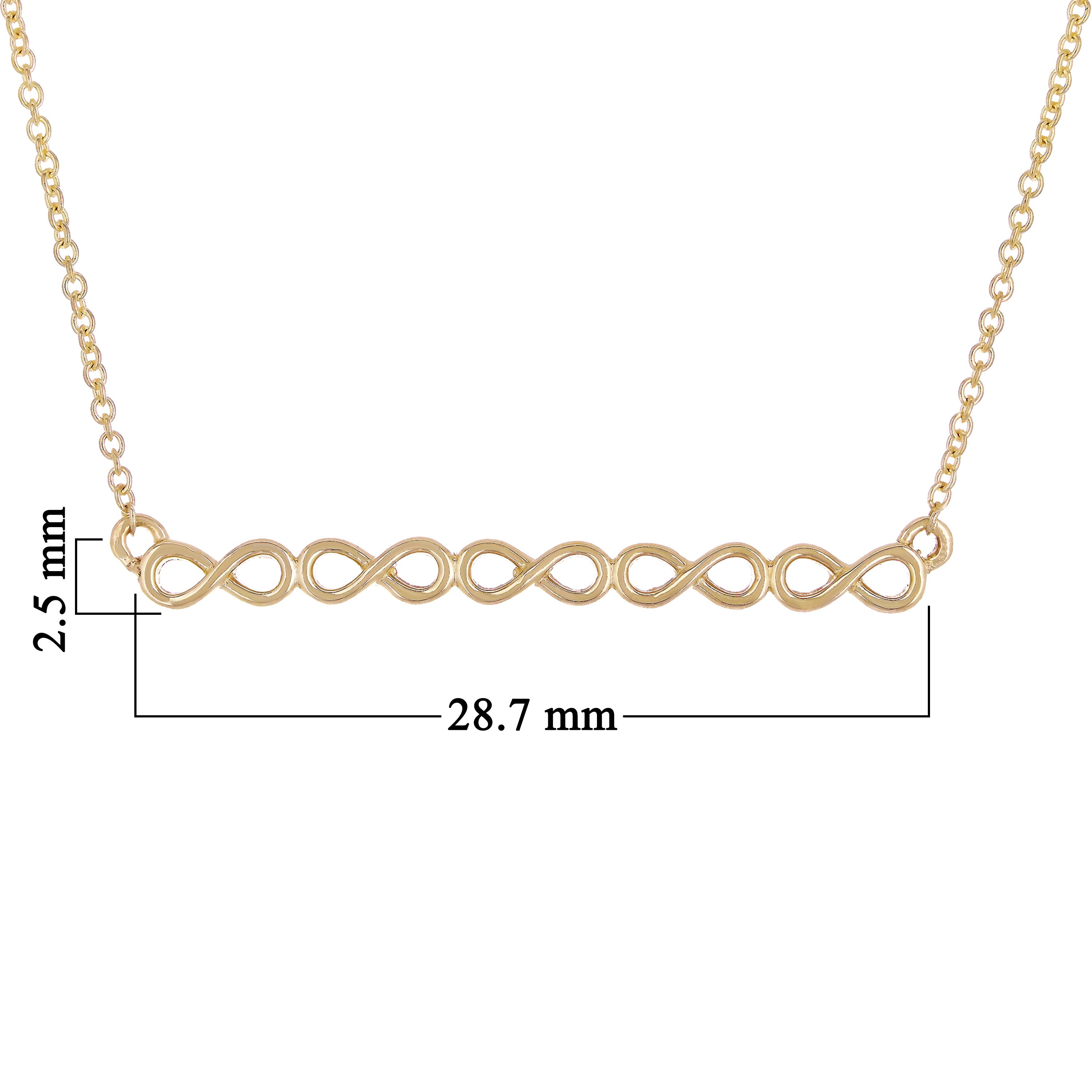 14k Yellow Gold Infinity Symbol Bar Necklace 20" 2.5 grams - Yellow