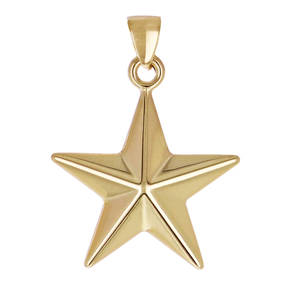 Italian 14k Yellow Gold 3D STAR Charm Pendant  22.6mm x 16.9mm 0.9 gram - Big