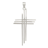 14k White Gold Solid Calvary 3 Cross Religious Charm Pendant 1.75" 1.8 grams - White