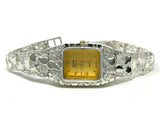 Women's 925 Sterling Silver Nugget Link Geneve Wrist Watch 6.5-7" 24.7 grams