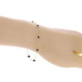 Italian 14k Yellow Gold Enamel Evil Eye Station Bracelet 7.75" 4.4mm 1.2 grams - 7 Eyes