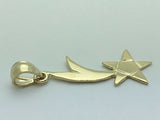 14k Yellow Gold Solid Shooting Star Charm Pendant 1.1 grams