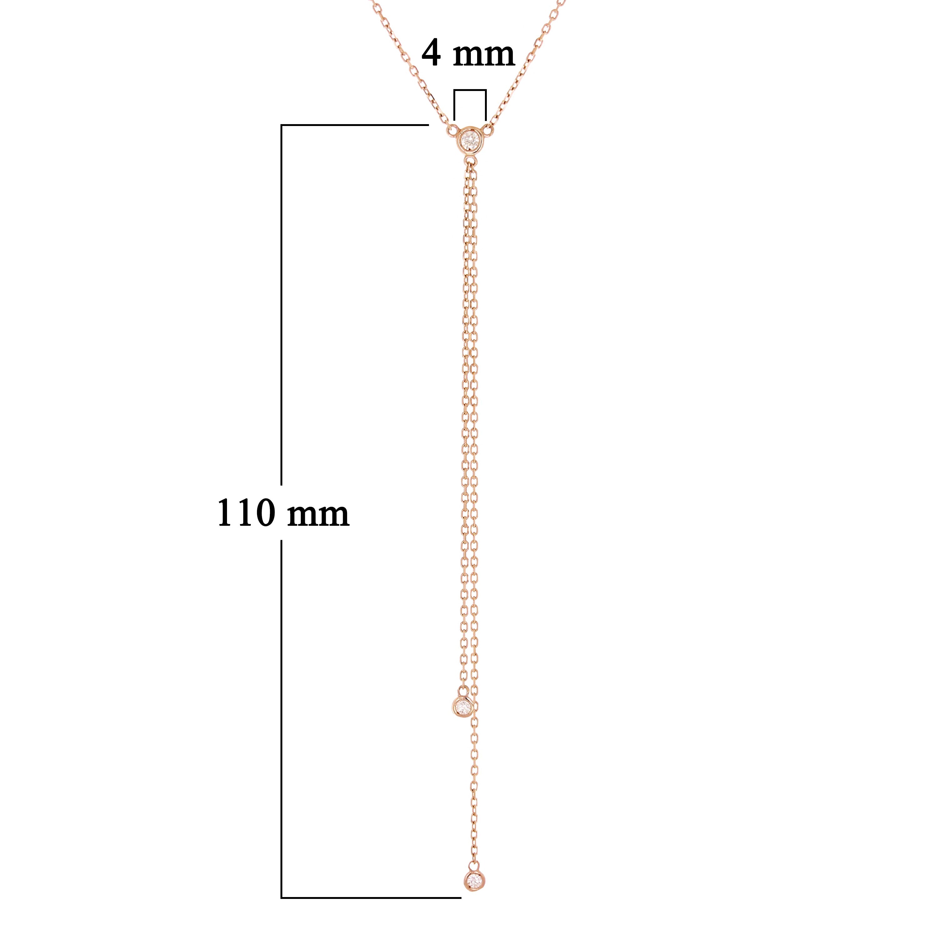 14k Rose Gold 0.27ctw Diamond 3-Stone Double Drop Modern Y-Necklace 17"