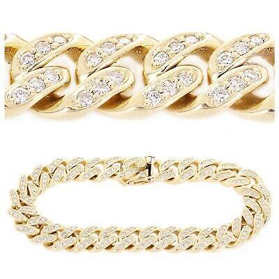 REAL 14K Yellow Gold 4.65ctw Diamond Miami Cuban Link Bracelet 11.5mm 9"