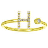 14k Yellow Gold Diamond Initial Letter H Ring Size 6 - Letter H,Yellow