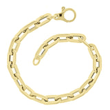 Italian 14k Yellow Gold Hollow Oval Paper Clip Link Bracelet 7.5" 6.4mm 5.4 gram