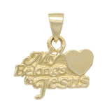 14k Yellow Gold My Heart Belongs To Jesus Charm Pendant - Yellow
