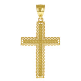 14k Yellow Gold 3D Filigree Greek Cross Pendant 1.7" 2 grams