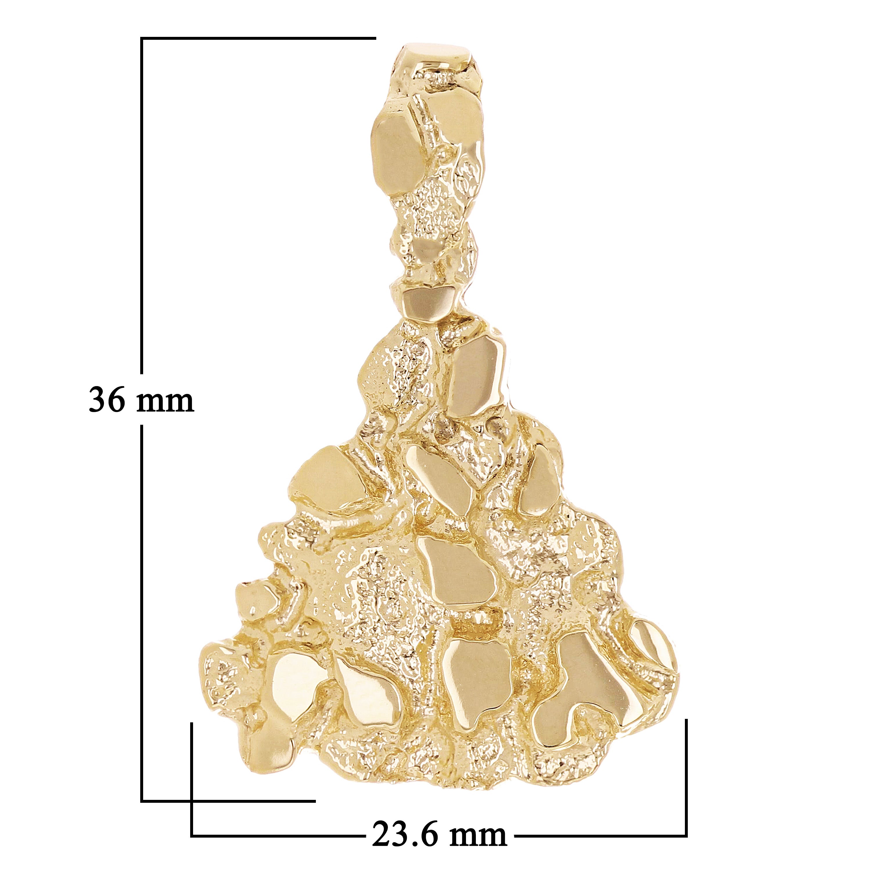 14k Yellow Gold Solid Pyramid Triangle Nugget Charm Pendant 1.4" 9.8 grams