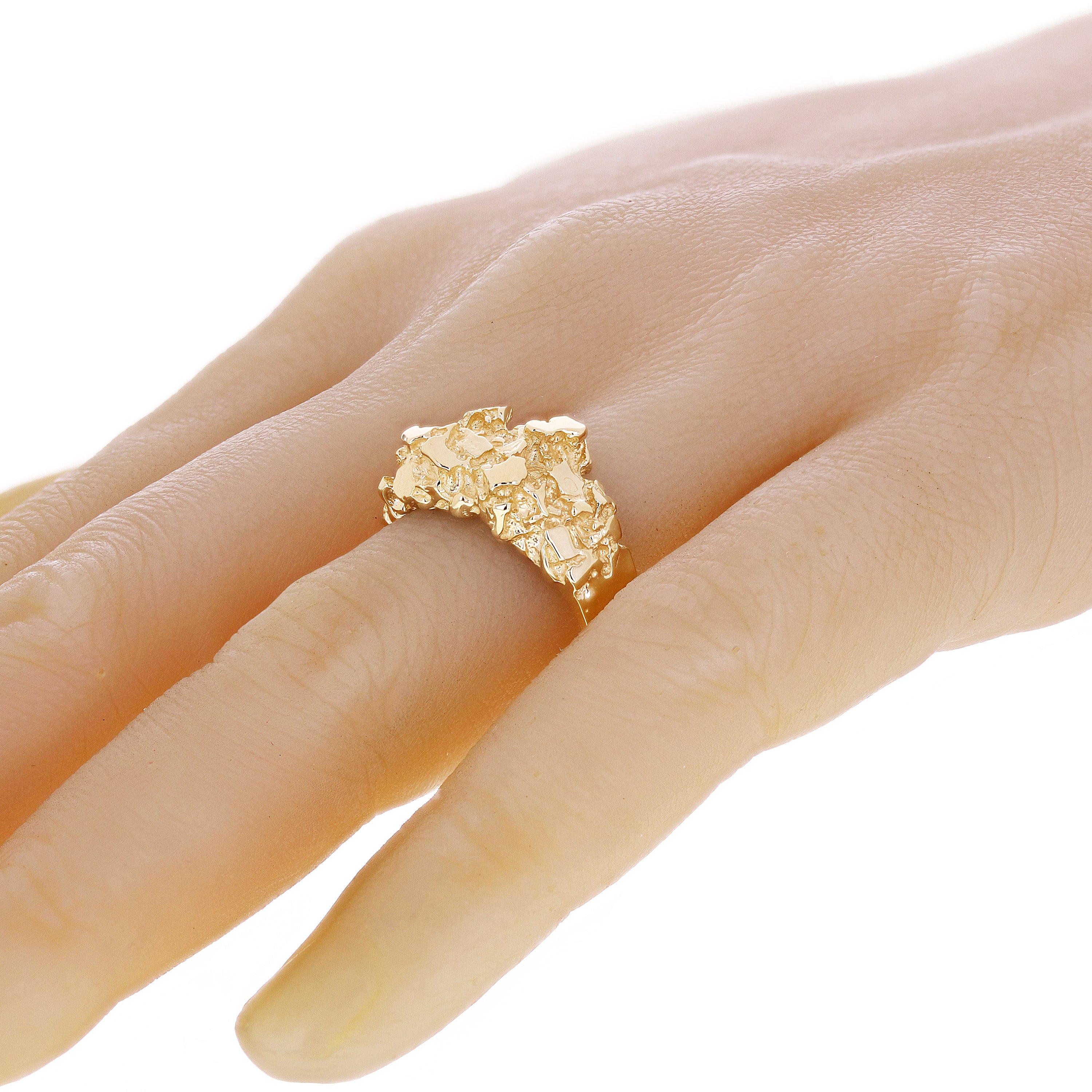 10k Yellow Gold Solid Nugget Ring Size 7 - 12mm 4.7 grams - Ring Size 7