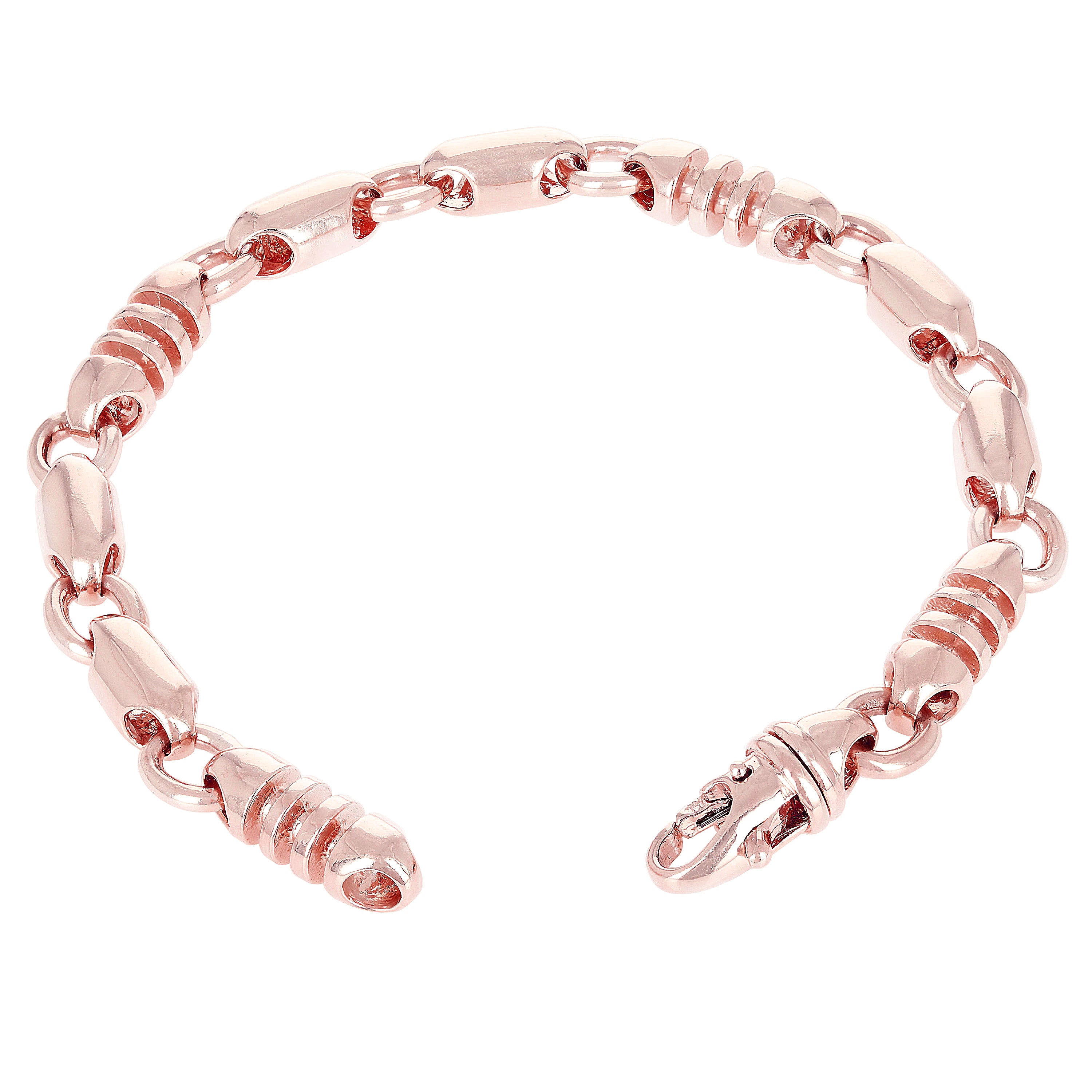 14k Rose Gold Handmade Fashion Link Bracelet 8" - Rose
