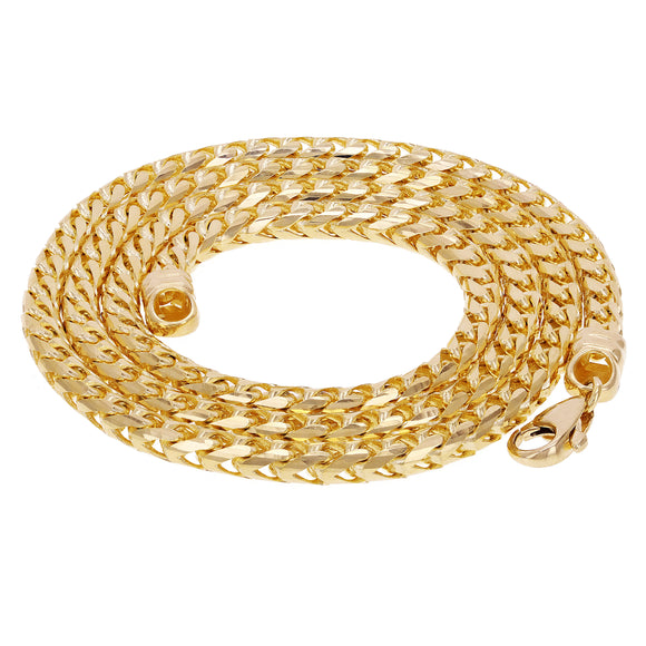 14k Yellow Gold Solid Diamond Cut Franco Chain Necklace 22