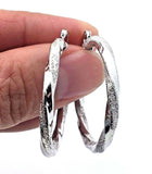 925 Sterling Silver Solid Round Twisted Loop Hoop Earrings 1.2" 3mm 5 grams