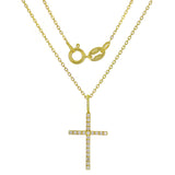14k Yellow Gold Diamond Cross Pendant Necklace 18" - Yellow