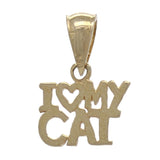 14k Yellow Gold Solid I Heart MY CAT I love MY CAT Charm Pendant 0.6 gram - Yellow