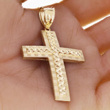 14k Yellow Gold Diamond Cut Cross Pendant 2.5" 10.3 grams