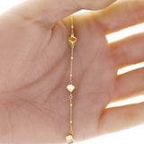 Italian 14k Yellow Gold Dice Square Charm Station Bracelet 7.5" 5mm 1.5 grams