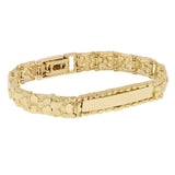10k Yellow Gold Solid Chunky Nugget ID Bracelet 8" 9.8mm 22.7 grams