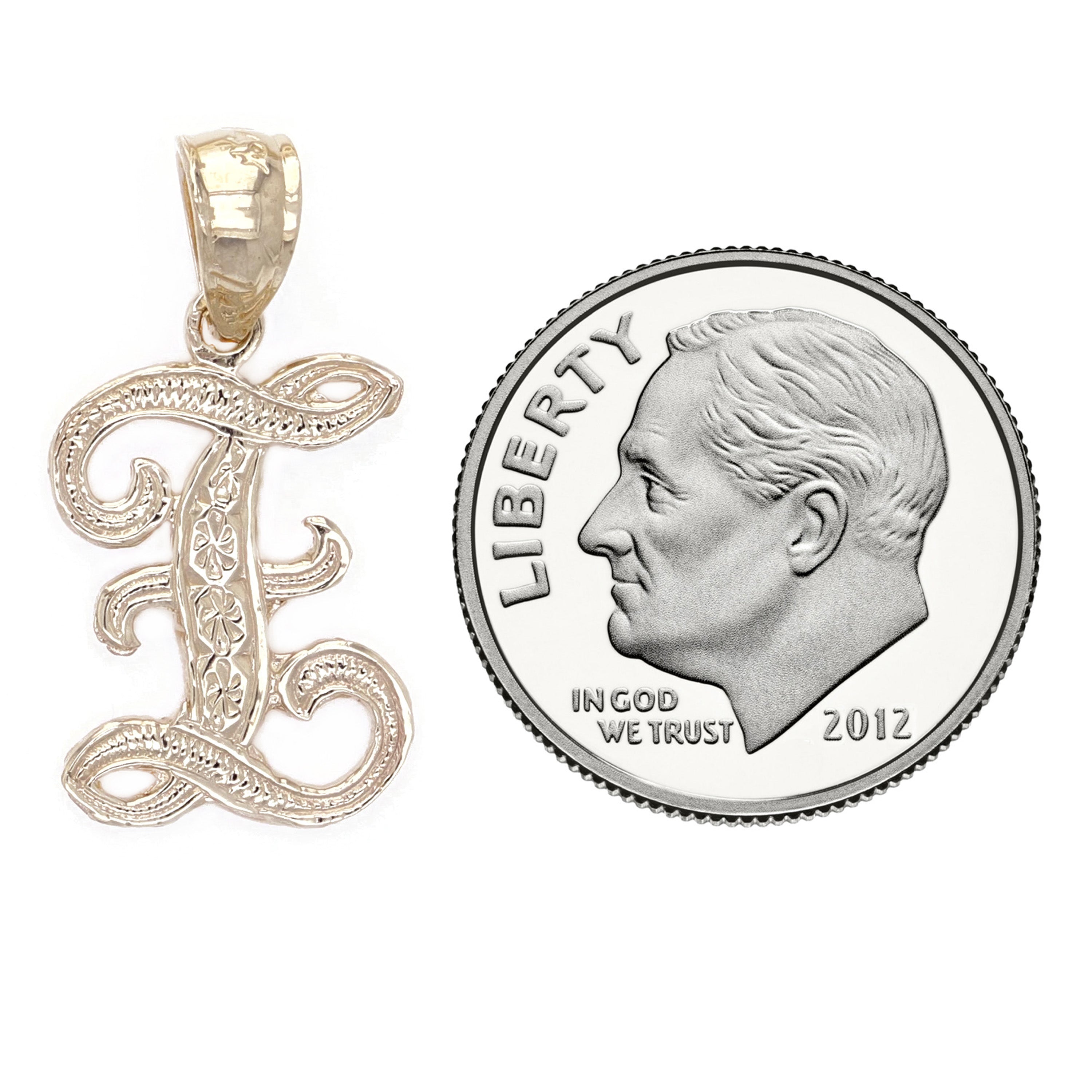 14k Yellow Gold Initial Letter Z Alphabet Charm Pendant - Letter Z,Yellow