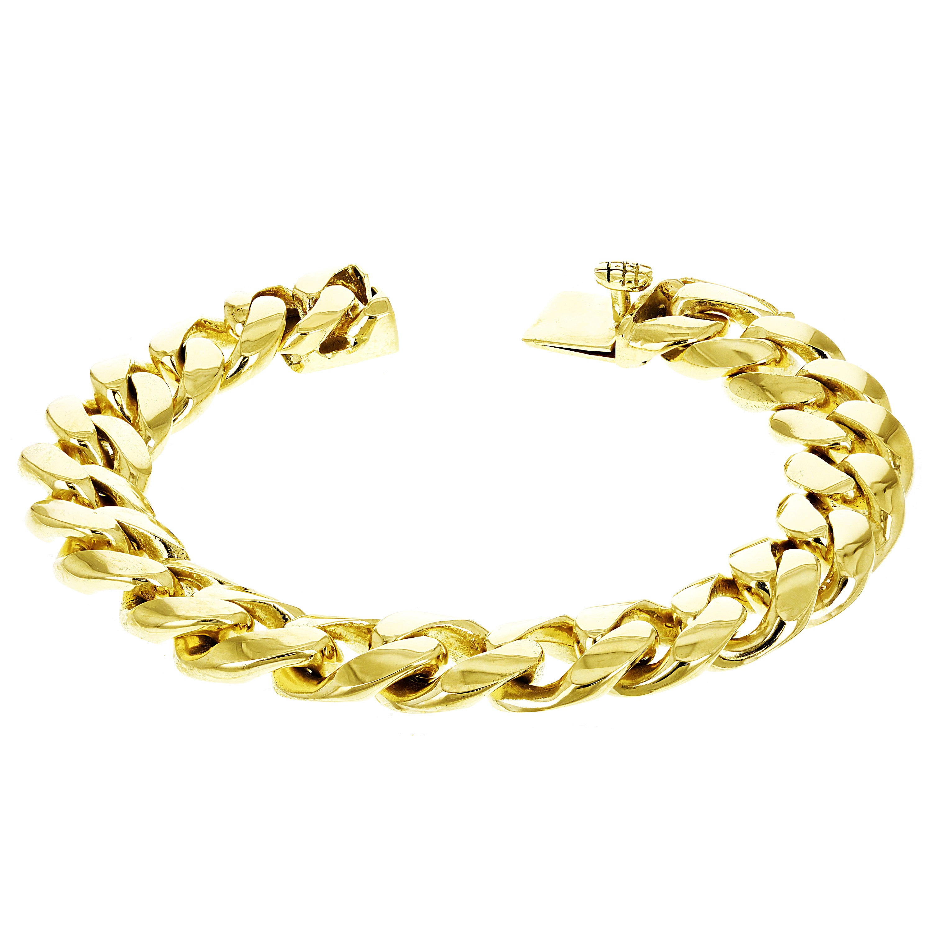 Men's 14k Yellow Gold Solid Miami Cuban Link Chain Bracelet 7.5" 13mm 79 grams