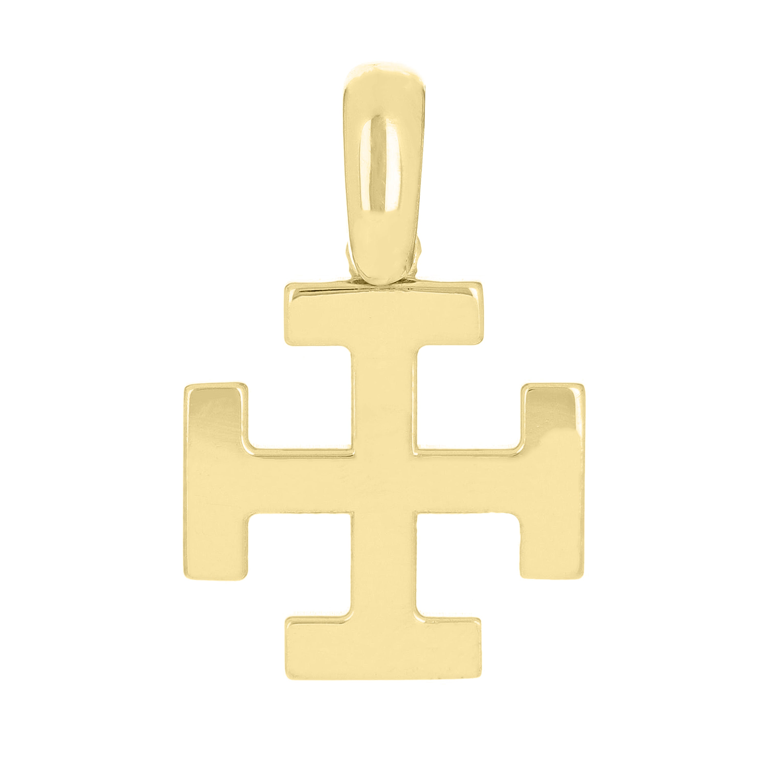 14k Yellow Gold Jerusalem Cross Pendant 1" 4 grams