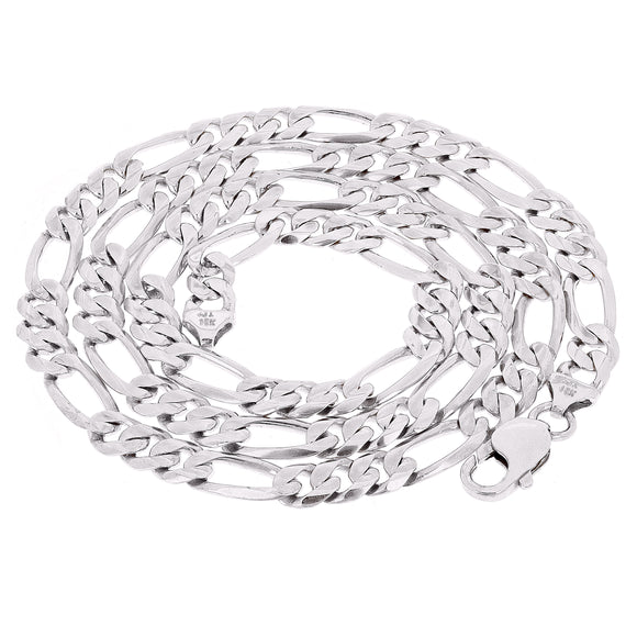 Men's 10k White Gold Solid Figaro Necklace Link Chain 20