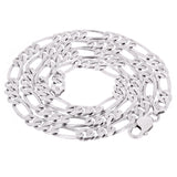 Men's 10k White Gold Solid Figaro Necklace Link Chain 20" 7.75mm 47 grams - White,20"