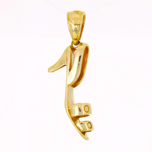 14k Yellow Gold Solid 3D High Heel Open Toe Shoe Charm Pendant 2 grams