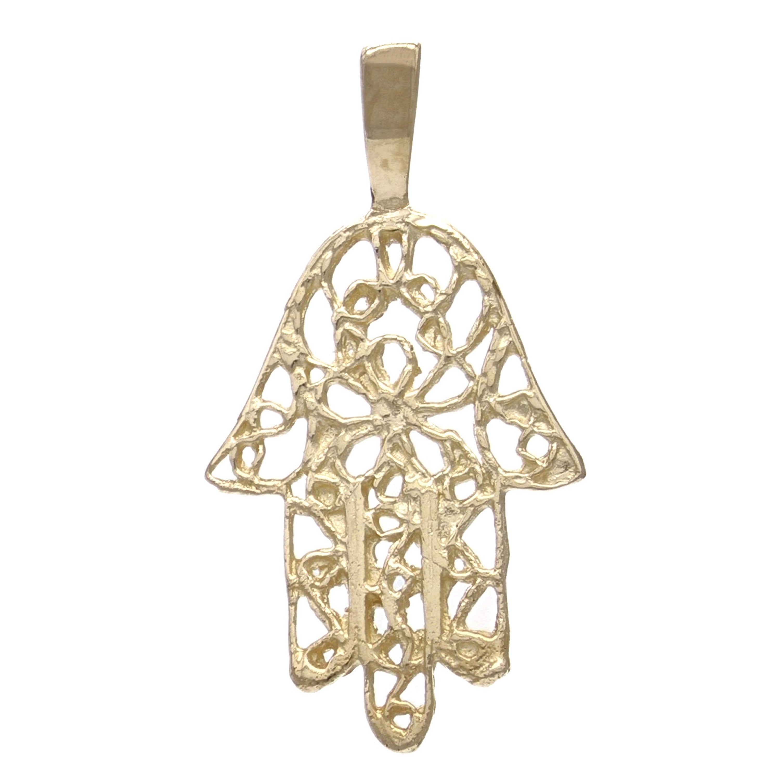 14k Yellow Gold Hamsa Hand Of Fatima Charm Pendant 0.8 gram - Yellow