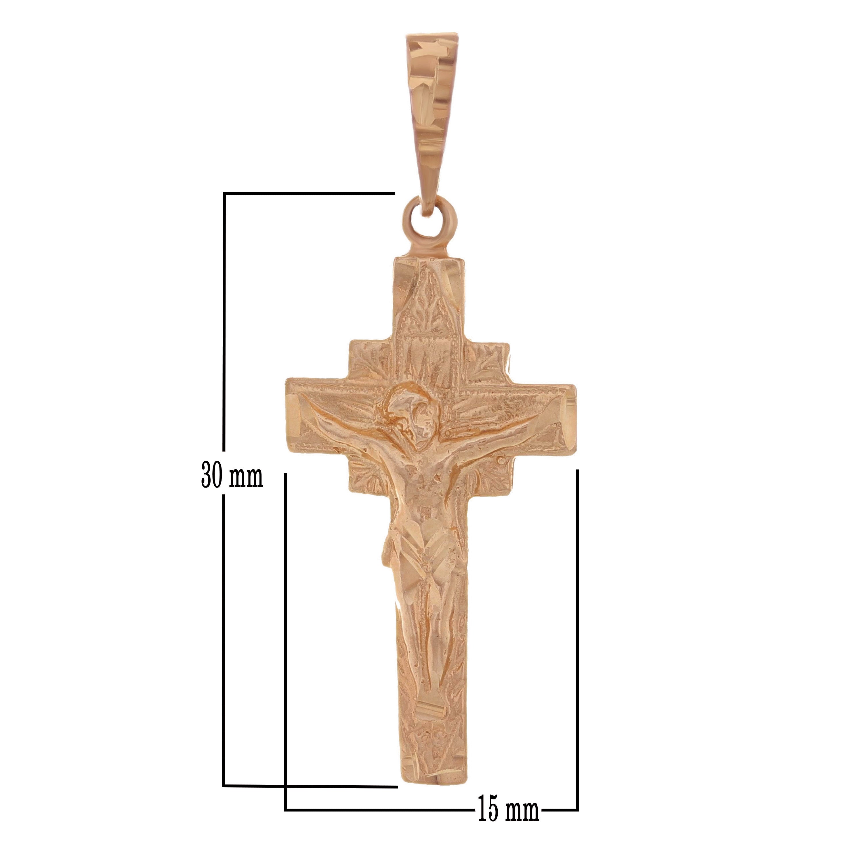 14k Rose Gold Jesus Christ Crucifix Cross Religious Charm Pendant 1.5" 2.5 grams - Rose