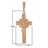 14k Rose Gold Jesus Christ Crucifix Cross Religious Charm Pendant 1.5" 2.5 grams - Rose