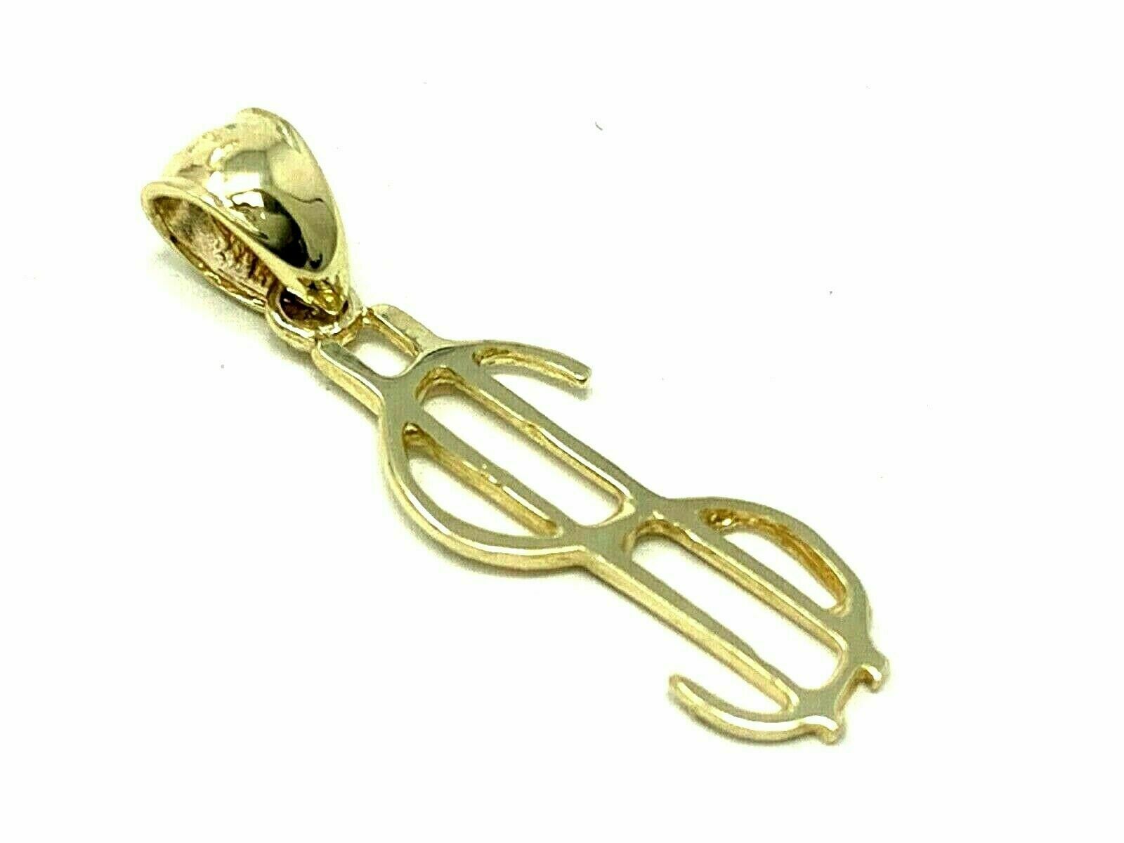 14k Yellow Gold Dollar Sign $ Money Charm Pendant 0.6 gram