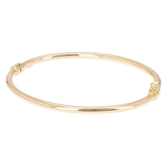 Italian 14k Yellow Gold Hollow Round Tube Bangle Bracelet 7