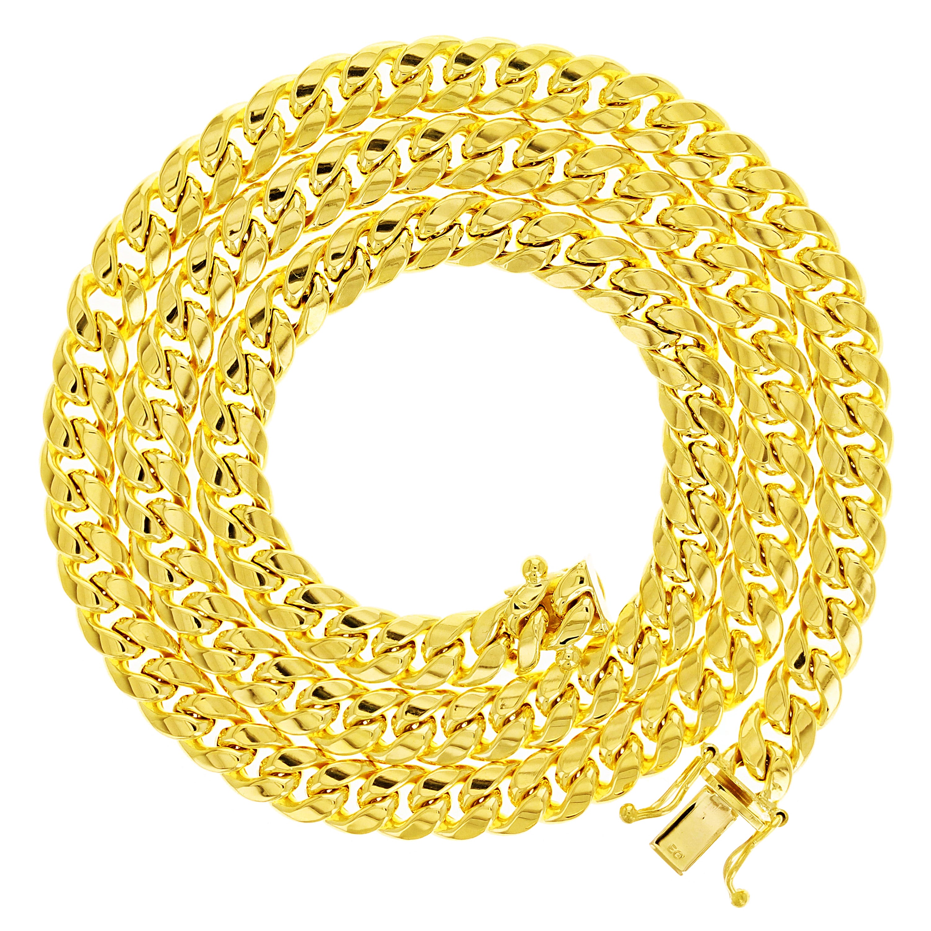 Italian 10k Yellow Gold Hollow Miami Cuban Chain Necklace 20" 6.8mm 25 grams - 20" 25 grams