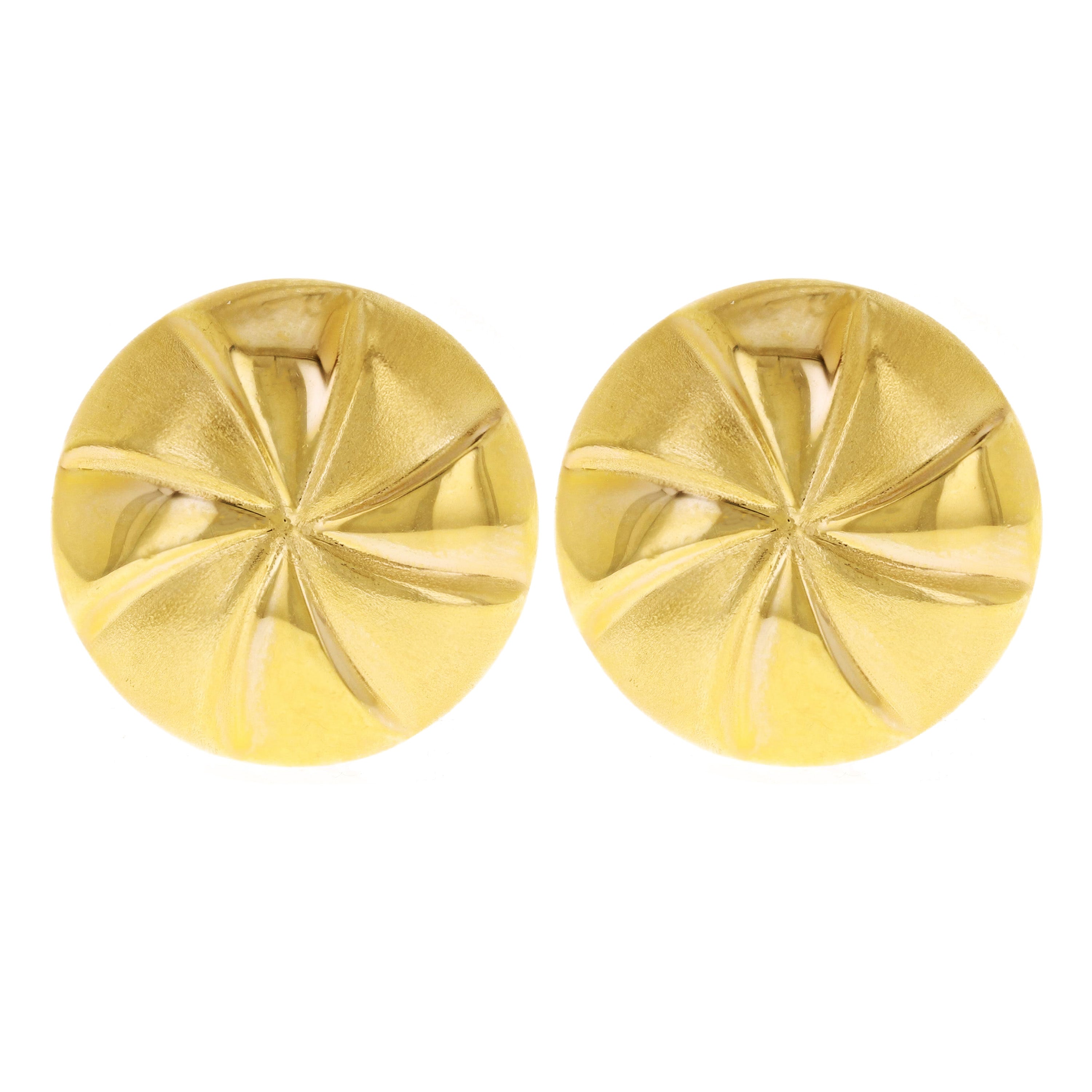 14k Yellow Gold Hollow Puffy Swirl Round Earrings 20mm 5.8 grams