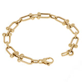 Italian 14k Yellow Gold  U Shape Hardwear Bracelet 7.75" 9mm 9.1 grams