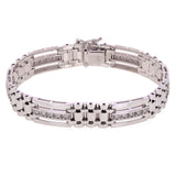 Men's 14k White Gold 1.00ctw Diamond Watch Link Bracelet 8" 11.2mm 34 grams - White  8"  11.2mm  1ctw  34grams