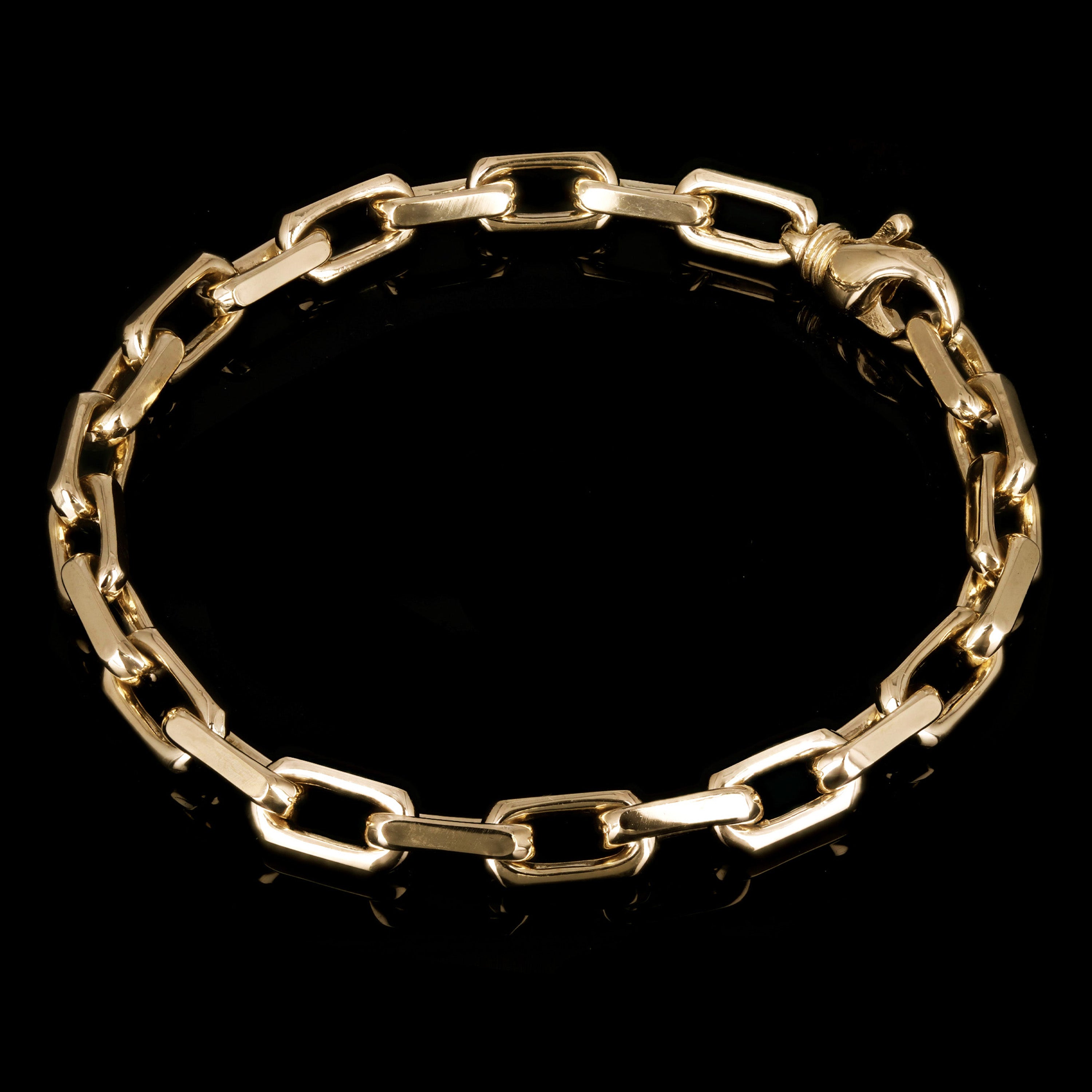 Men's 10k Yellow Gold Solid Handmade Link Chain Bracelet 7" 7mm 30.8 grams - 7"