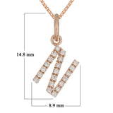 14k Rose Gold Diamond Initial Letter N Charm Pendant Necklace 18" - Letter N,Rose