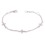 Italian 14k White Gold Sideways Cross Baby Kids Rolo Bracelet 5.5" 5.5mm 1.8g