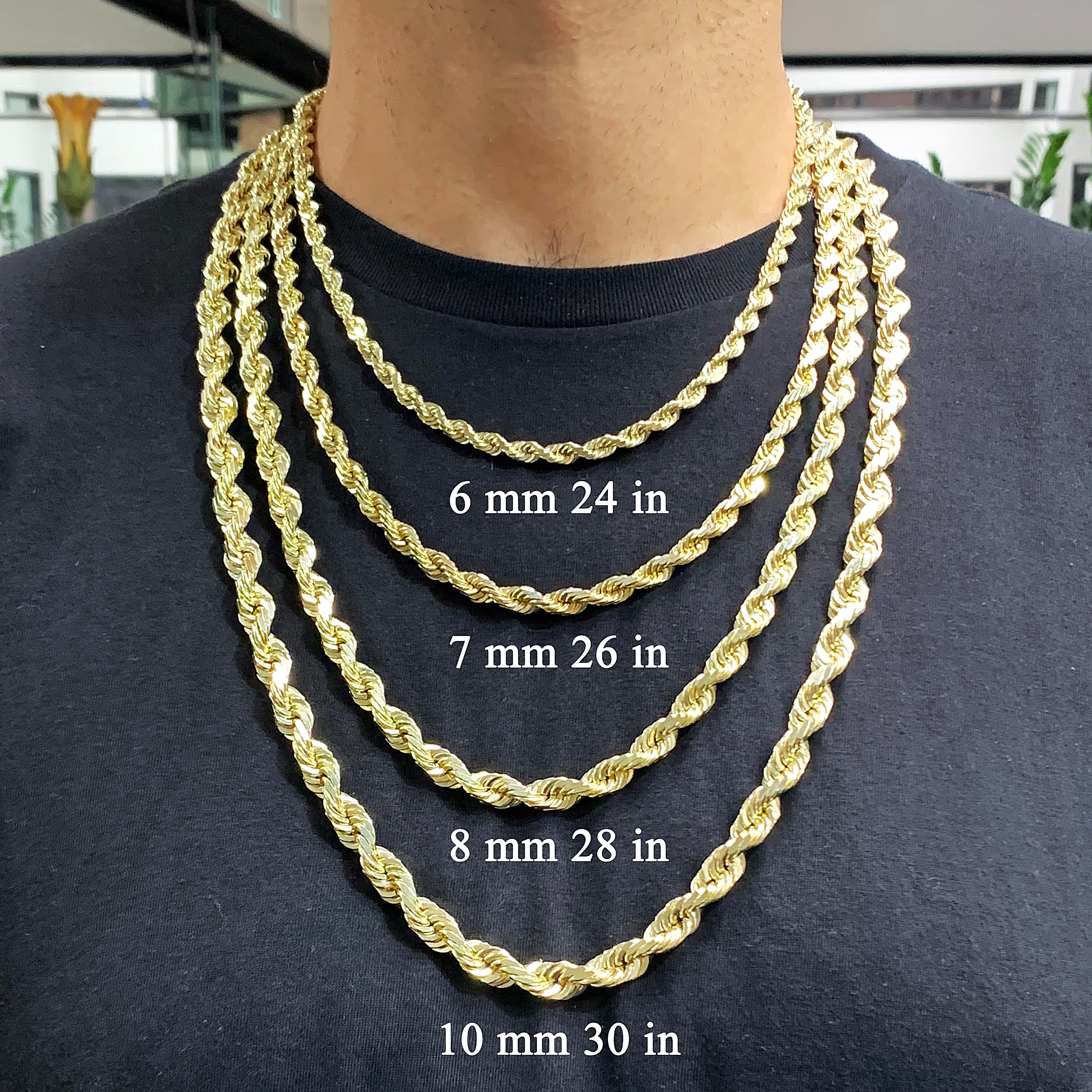 14k Yellow Gold Solid Diamond Cut Rope Chain Necklace 20" 6mm 54 grams - 20" 6mm