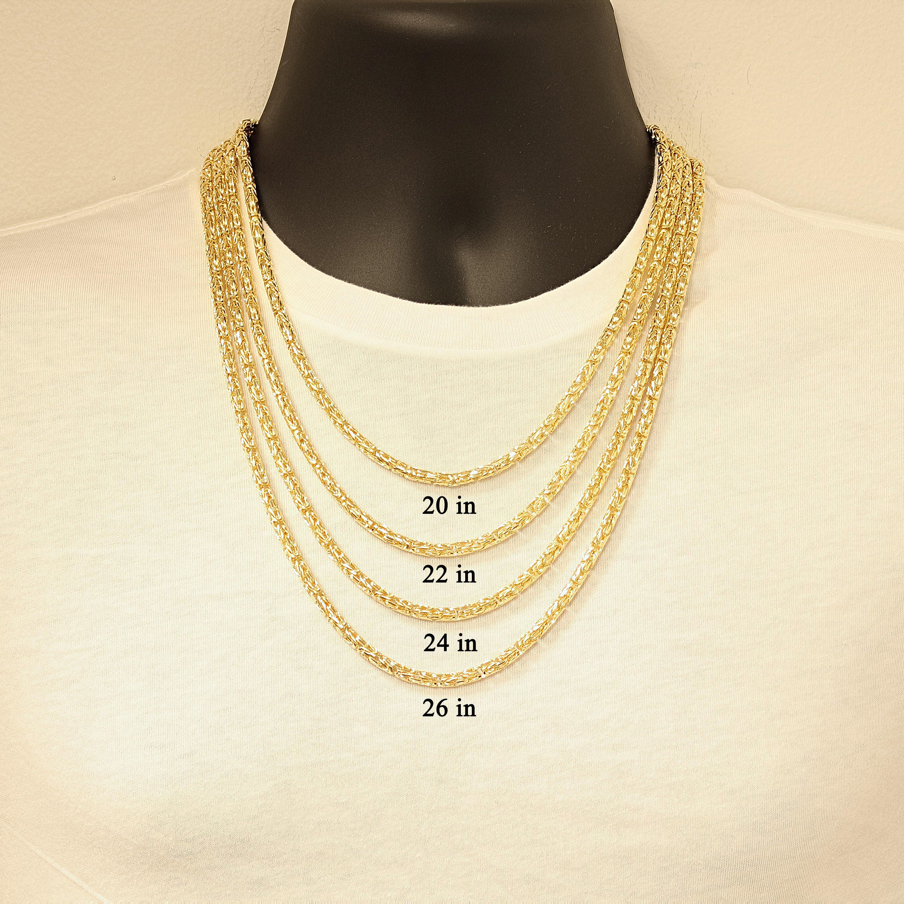 Italian 14k Yellow Gold Solid Round Byzantine Chain Necklace 22" 4.3mm 55.3 gram - 22"