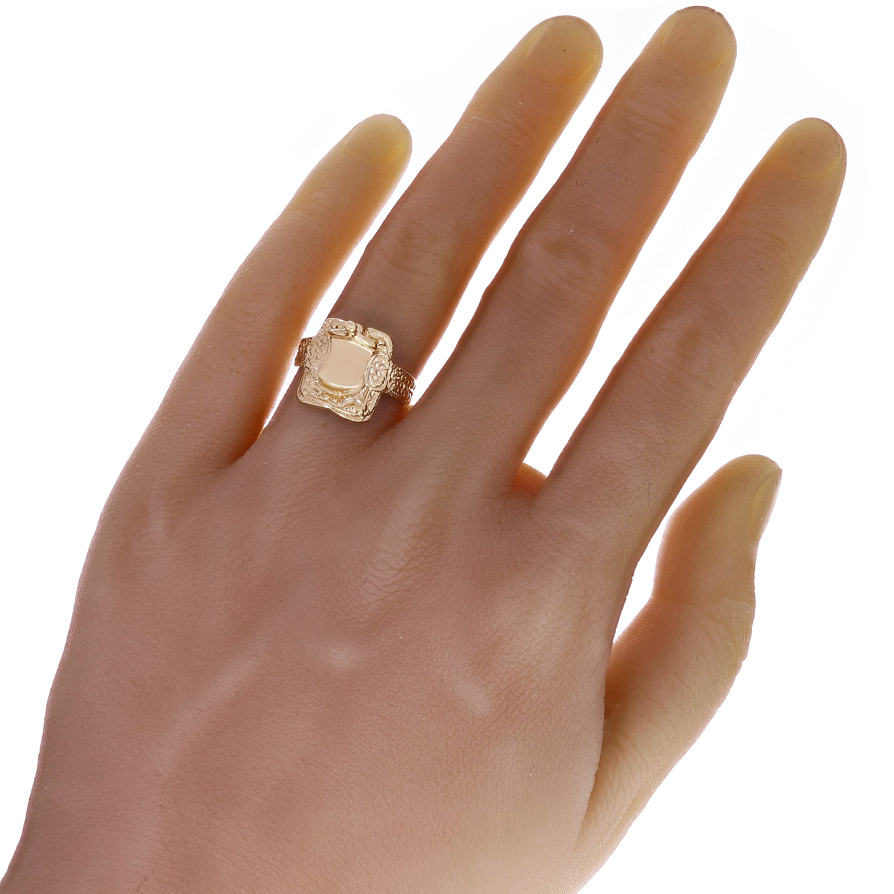 14k Yellow Gold Solid Horse Saddle Seat Ring Size 6 - Ring Size 6
