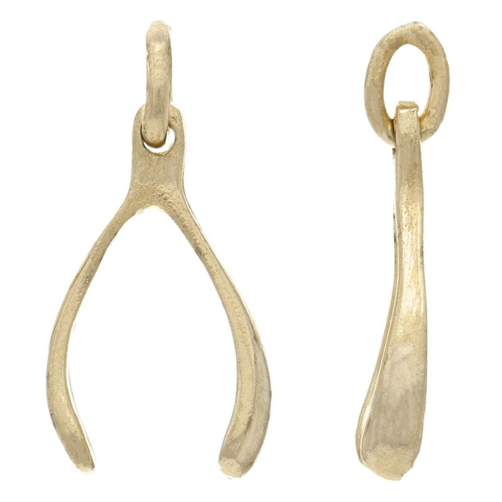 14k Yellow Gold Good Luck Wish Bone Charm Pendant 0.8 gram - Yellow