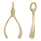 14k Yellow Gold Good Luck Wish Bone Charm Pendant 0.8 gram - Yellow
