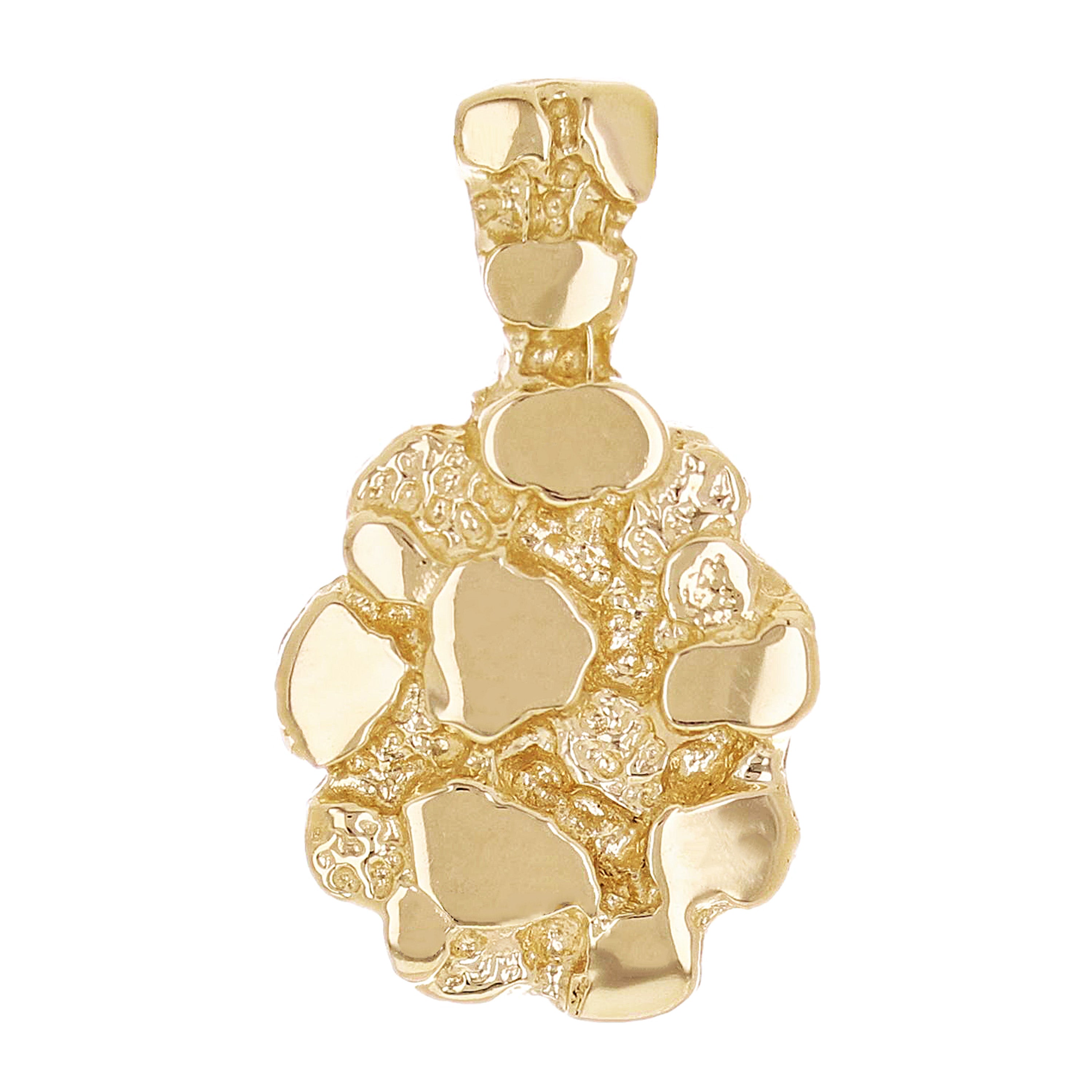 14k Yellow Gold Solid Oval Nugget Charm Pendant 21.6x12.5mm 3.7 grams
