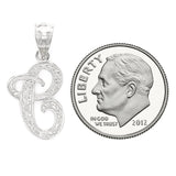 14k White Gold Initial Letter C Alphabet Charm Pendant - Letter C,White