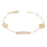 Italian 14k Two Tone Gold ST. BENEDICT MEDALLION Baby Kids ID Bracelet 5.5" 2g