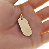 10k Yellow Gold Hammered Finish Dog Tag Charm Pendant 1.6" 7 grams - Yellow